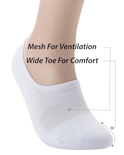 Pro Mountain No Show Socks Unisex Wide Toe Box For Health Y Heel Forefoot Size L White 4 Pack Cotton Cushion Footies Sneakers US Women 10-12 Men 9-11 - Image 5
