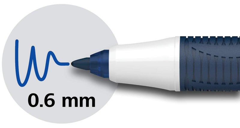 Schneider قلم شneider One Change Rollerball، قابل لإعادة التعبئة، طرف فائق السلاسة 0.6 مم، أسطوانة زرقاء/بيضاء، حبر أزرق، علبة من 5 أقلام (183703) - Image 5