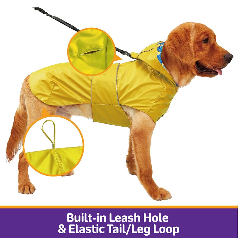 Kimee Dog Raincoat Reversible, Single Side Slicker Poncho Adjustable Waterproof Dog Rain Jacket with Leash Hole/Reflective Stripe Hooded Snowproof Windproof Clothes for Small to 3X-Large Dogs, L - Image 3