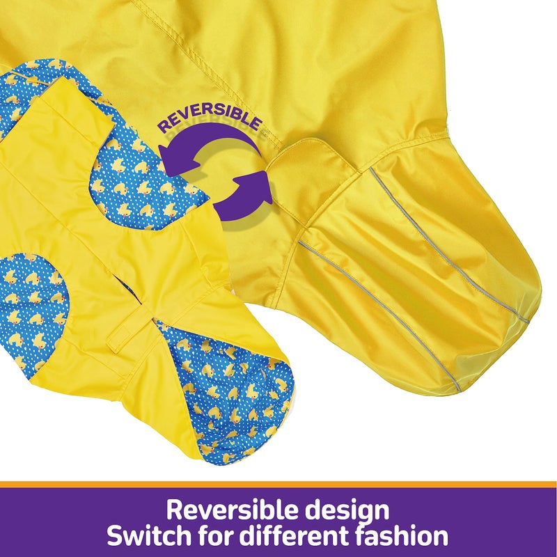 Kimee Dog Raincoat Reversible, Single Side Slicker Poncho Adjustable Waterproof Dog Rain Jacket with Leash Hole/Reflective Stripe Hooded Snowproof Windproof Clothes for Small to 3X-Large Dogs, L - Image 5