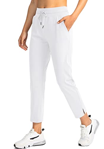 Soothfeel Women's Pants with 4 Pockets 7/8 Stretch High Waisted Sweatpants Travel Athletic Work Golf Pants for Women(White, Medium) - Image 1
