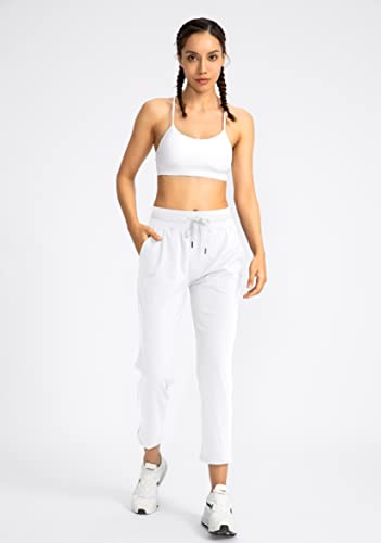 Soothfeel Women's Pants with 4 Pockets 7/8 Stretch High Waisted Sweatpants Travel Athletic Work Golf Pants for Women(White, Medium) - Image 5
