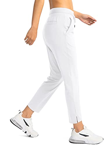 Soothfeel Women's Pants with 4 Pockets 7/8 Stretch High Waisted Sweatpants Travel Athletic Work Golf Pants for Women(White, Medium) - Image 2