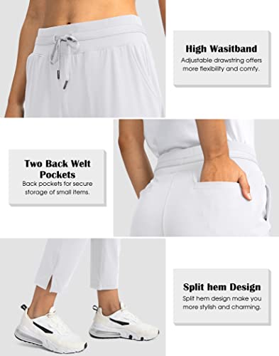 Soothfeel Women's Pants with 4 Pockets 7/8 Stretch High Waisted Sweatpants Travel Athletic Work Golf Pants for Women(White, Medium) - Image 4
