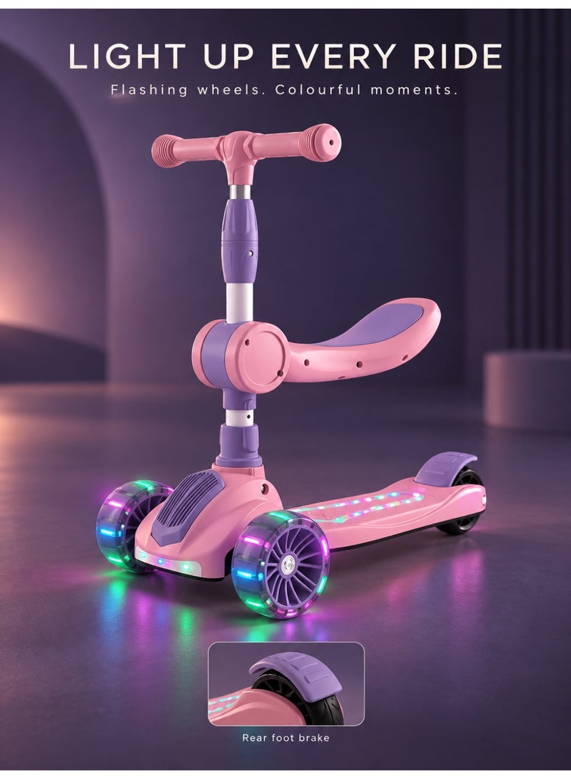 MaBaby Kids 3-Wheel Kick Scooter with Flashing Wheels, Folding Seat and Adjustable Handlebar for Ages 2-8 - Image 4
