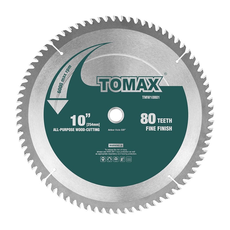 TOMAX 10-Inch 80 Tooth ATB Fine Finish Saw Blade with 5/8-Inch Arbor - Image 1