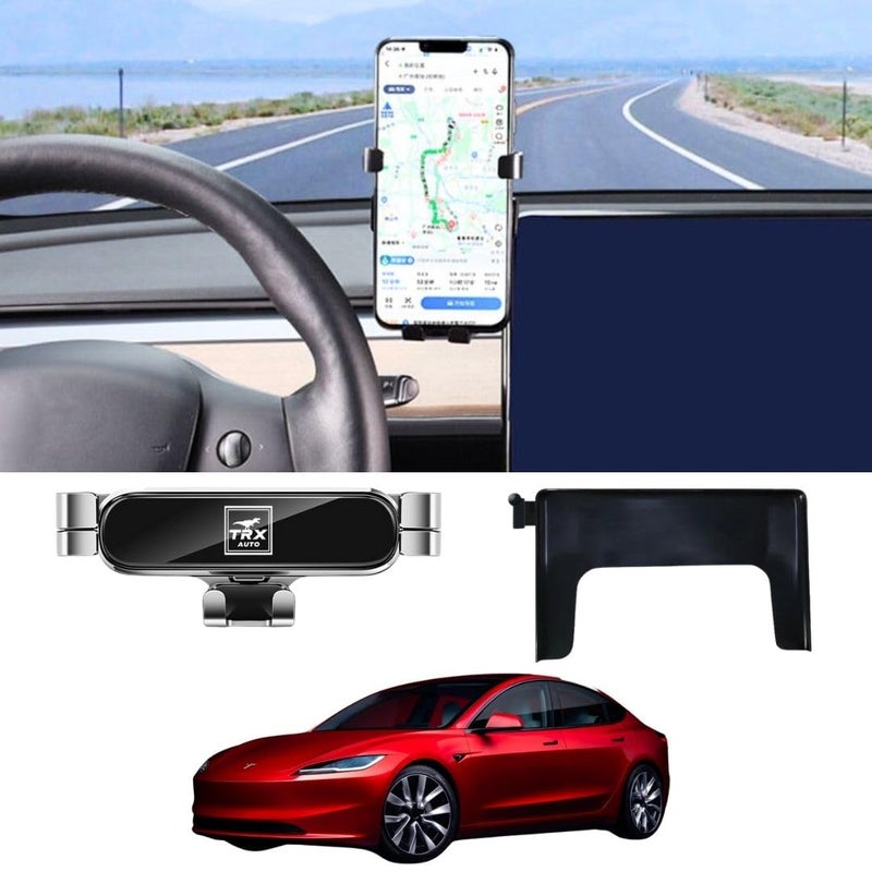 TRX AUTO Phone Holder Mount With Gravity Phone Holder For Tesla Model Y and Model 3 2018 To 2022 With 15.6 Inch Screen | Tesla Accessories | Tesla Model 3 Mobile Phone Holder - Image 1