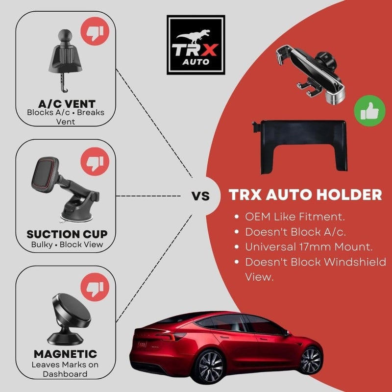 TRX AUTO Phone Holder Mount With Gravity Phone Holder For Tesla Model Y and Model 3 2018 To 2022 With 15.6 Inch Screen | Tesla Accessories | Tesla Model 3 Mobile Phone Holder - Image 3