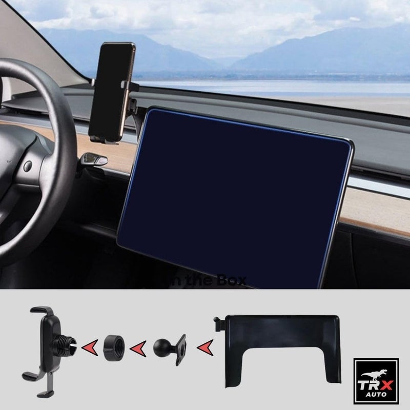 TRX AUTO Phone Holder Mount With Gravity Phone Holder For Tesla Model Y and Model 3 2018 To 2022 With 15.6 Inch Screen | Tesla Accessories | Tesla Model 3 Mobile Phone Holder - Image 4