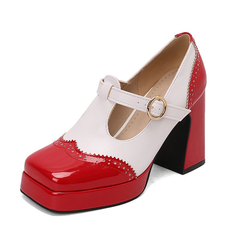 Export Model 2025 Spring And Autum New Fashion High-Heeled Thick-Soled 33-48 Size Buckle Shoes - Image 1