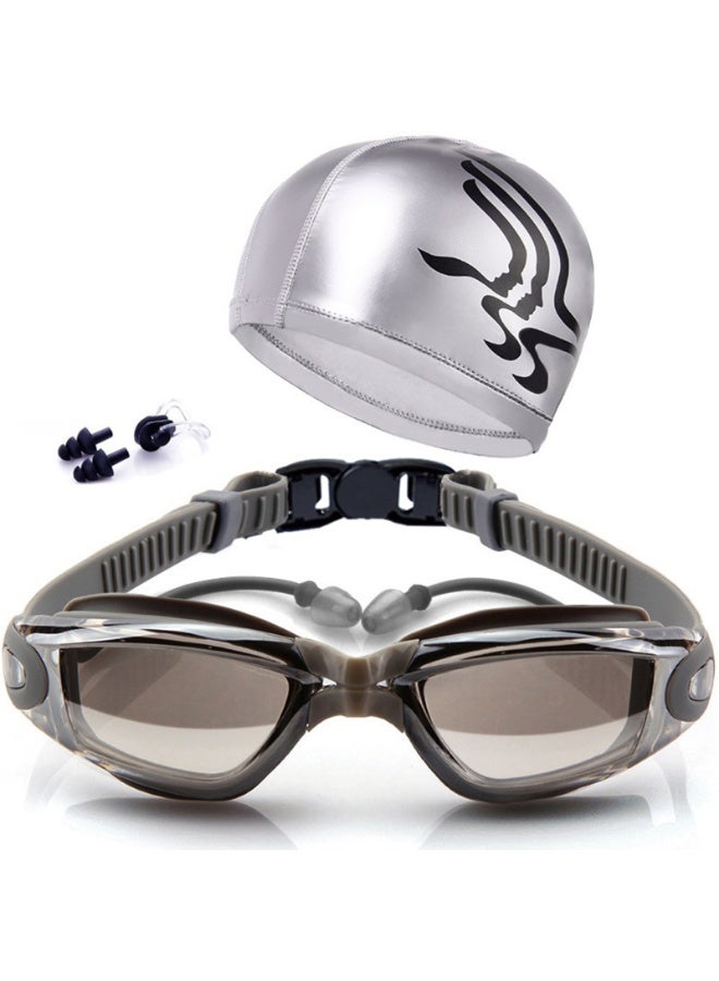 Generic Swimming Goggles with Nose Clip, Earplugs, Swim Cap Set
