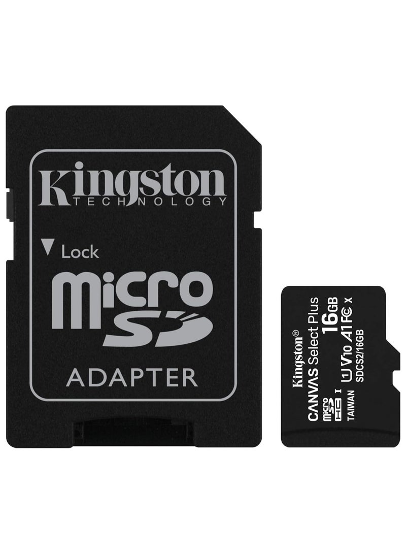 Kingston Canvas Select Plus 16GB MicroSD Class 10 Card with SD Adapter - SDCS2/16GB - Image 2