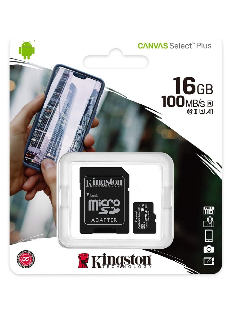 Kingston Canvas Select Plus 16GB MicroSD Class 10 Card with SD Adapter - SDCS2/16GB - Image 3