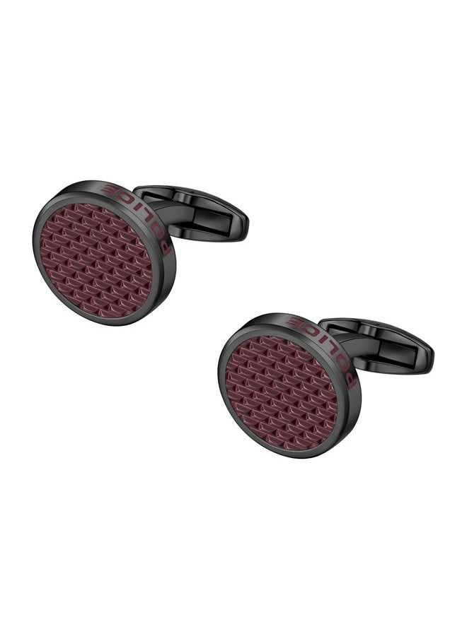 POLICE - Sunken Cufflink For Men Grey With BurGreydy EnamelPEAGC0004603 - Image 1