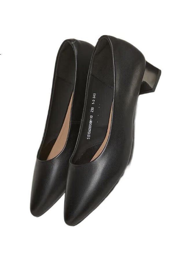 YEARCON Women'S Chunky Heel Fashion Shoes Shallow Mouth Fitted High Heels Work Style Women'S Single Shoes 26904W Black Size 39 - Image 2