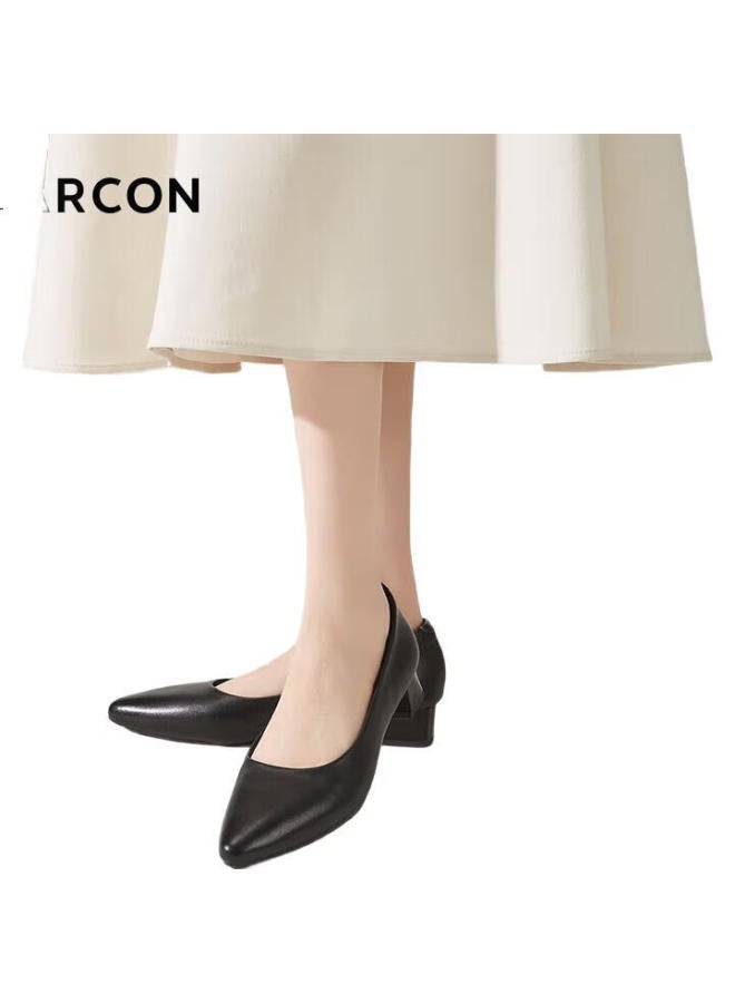 YEARCON Women'S Chunky Heel Fashion Shoes Shallow Mouth Fitted High Heels Work Style Women'S Single Shoes 26904W Black Size 39 - Image 1