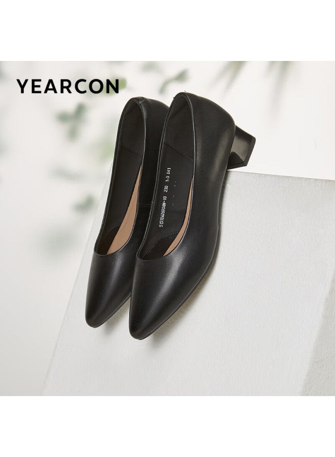 YEARCON Yierkang Women's Chunky Heel Fashion Shoes Shallow Mouth Fitted High Heels Work Style Women's Single Shoes 26904w Black Size 39 - Image 2