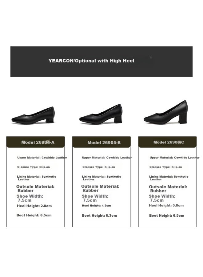 YEARCON Yierkang Women's Chunky Heel Fashion Shoes Shallow Mouth Fitted High Heels Work Style Women's Single Shoes 26904w Black Size 39 - Image 4