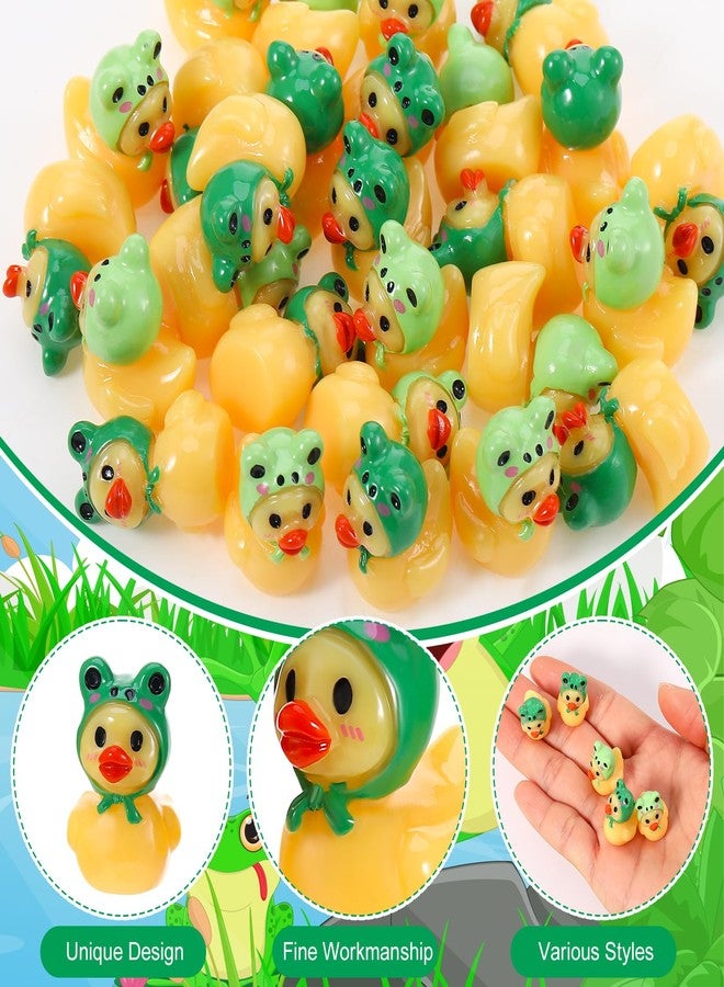 GGSTDDUP 50 Pcs Mini Resin Frog Ducks Small Frog Figurines Tiny Resin Ducks to Hide Miniatures Frog Duck Figures for Fairy Garden Landscape Dollhouse Home Tabletop Decor - Image 2