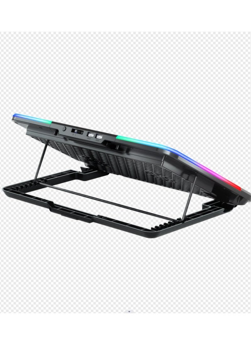 Laptop Cooling Pad,Gaming Notebook Cooler for Desk and Lap Use,Laptop Fan Stand with Phone Holder,Black