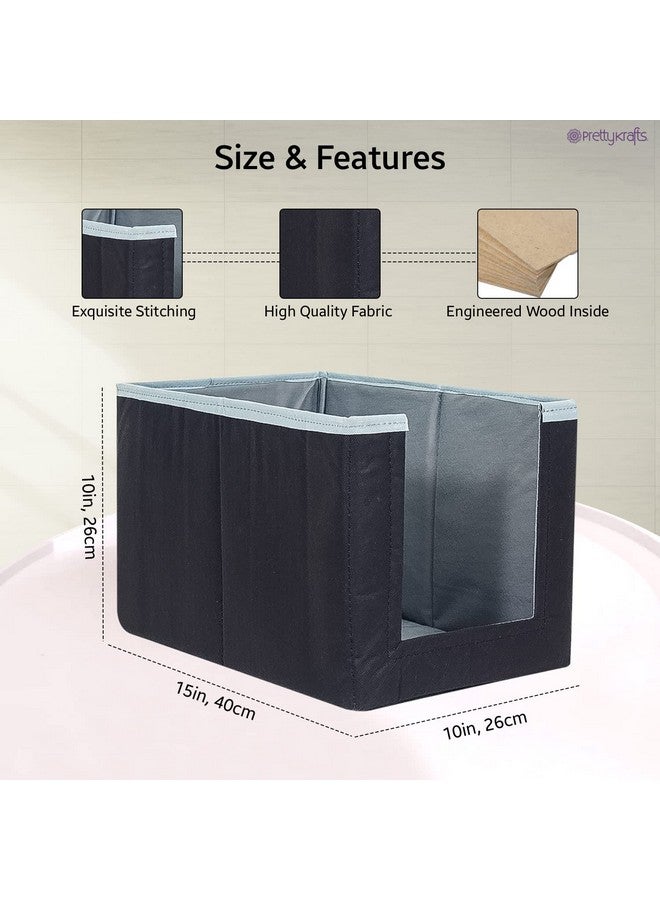 PrettyKrafts PrettyKrafts 6 Pcs Non Woven Shirt Stacker/Cloth Organizer for Storage/Closet & Wardrobe Organizer for Storage/Foldable Shirt Organizer Cloth Storage Box (Grey & Black, 26x40x26 cm) - Image 2