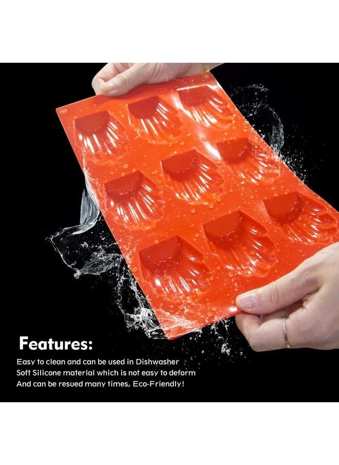 yongsheng Baking Silicone Madeleine Mould Orange 29x17cm, Pan Silicone Madeline Cookies Pan 9 Cavities Madeleine Mold Nonstick Baking Pans for Make Cookies,Cake,Candy  - Image 5
