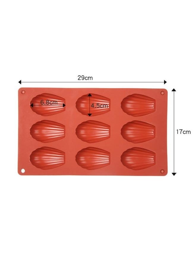 yongsheng Baking Silicone Madeleine Mould Orange 29x17cm, Pan Silicone Madeline Cookies Pan 9 Cavities Madeleine Mold Nonstick Baking Pans for Make Cookies,Cake,Candy  - Image 4