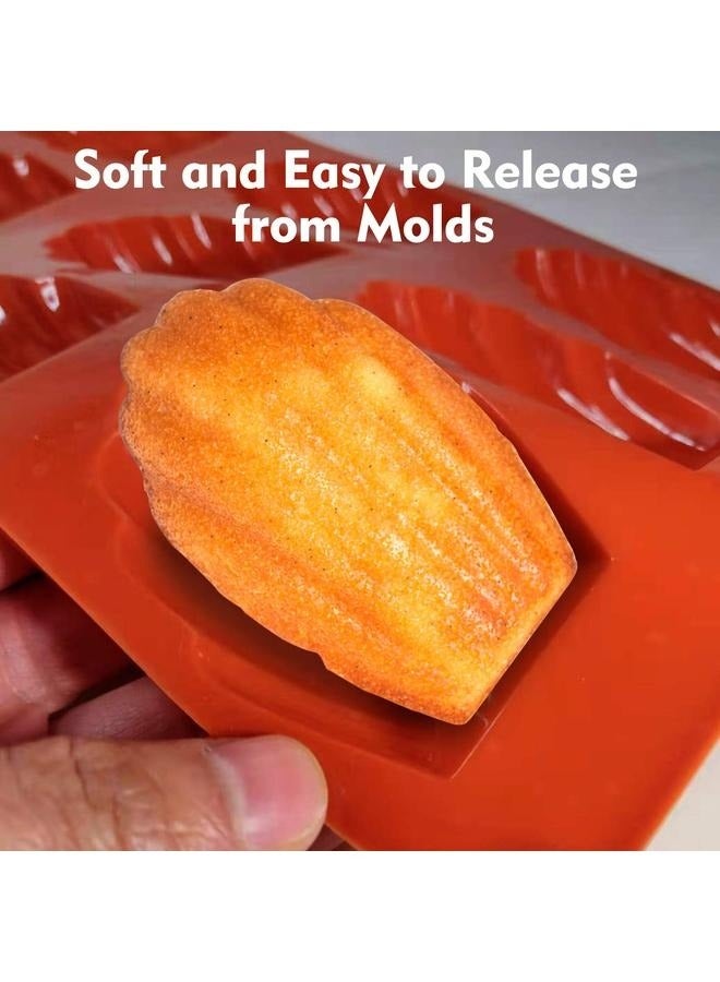Baking Silicone Madeleine Mould Orange 29x17cm, Pan Silicone Madeline Cookies Pan 9 Cavities Madeleine Mold Nonstick Baking Pans for Make Cookies,Cake,Candy