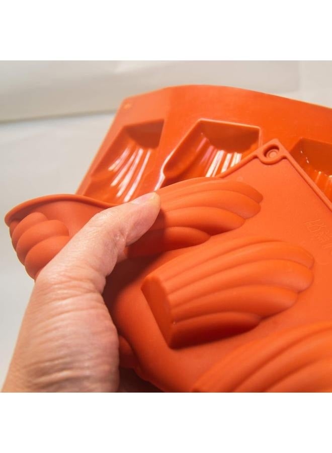 Baking Silicone Madeleine Mould Orange 29x17cm, Pan Silicone Madeline Cookies Pan 9 Cavities Madeleine Mold Nonstick Baking Pans for Make Cookies,Cake,Candy