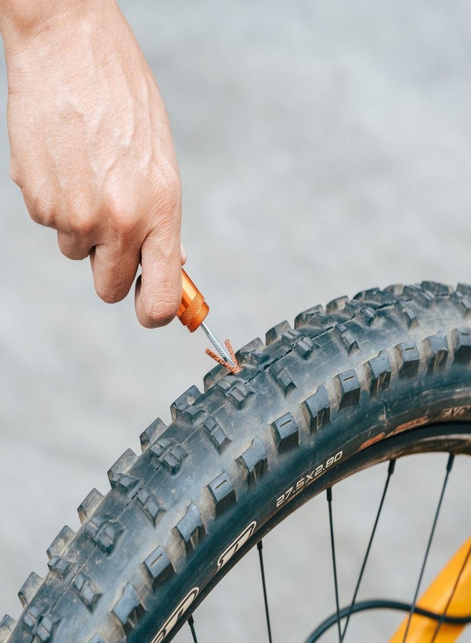 Granite Suture Tire Plug Kit, Compact Tubeless Flat Bicycle Tire Repair Kit with 2 Size Tire Plugs, Fix Mountain Bike and Road Bike Tire Punctures (Orange) - Image 4