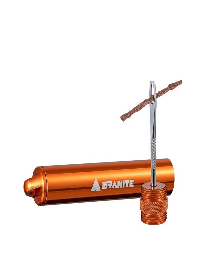 Granite Suture Tire Plug Kit, Compact Tubeless Flat Bicycle Tire Repair Kit with 2 Size Tire Plugs, Fix Mountain Bike and Road Bike Tire Punctures (Orange) - Image 1