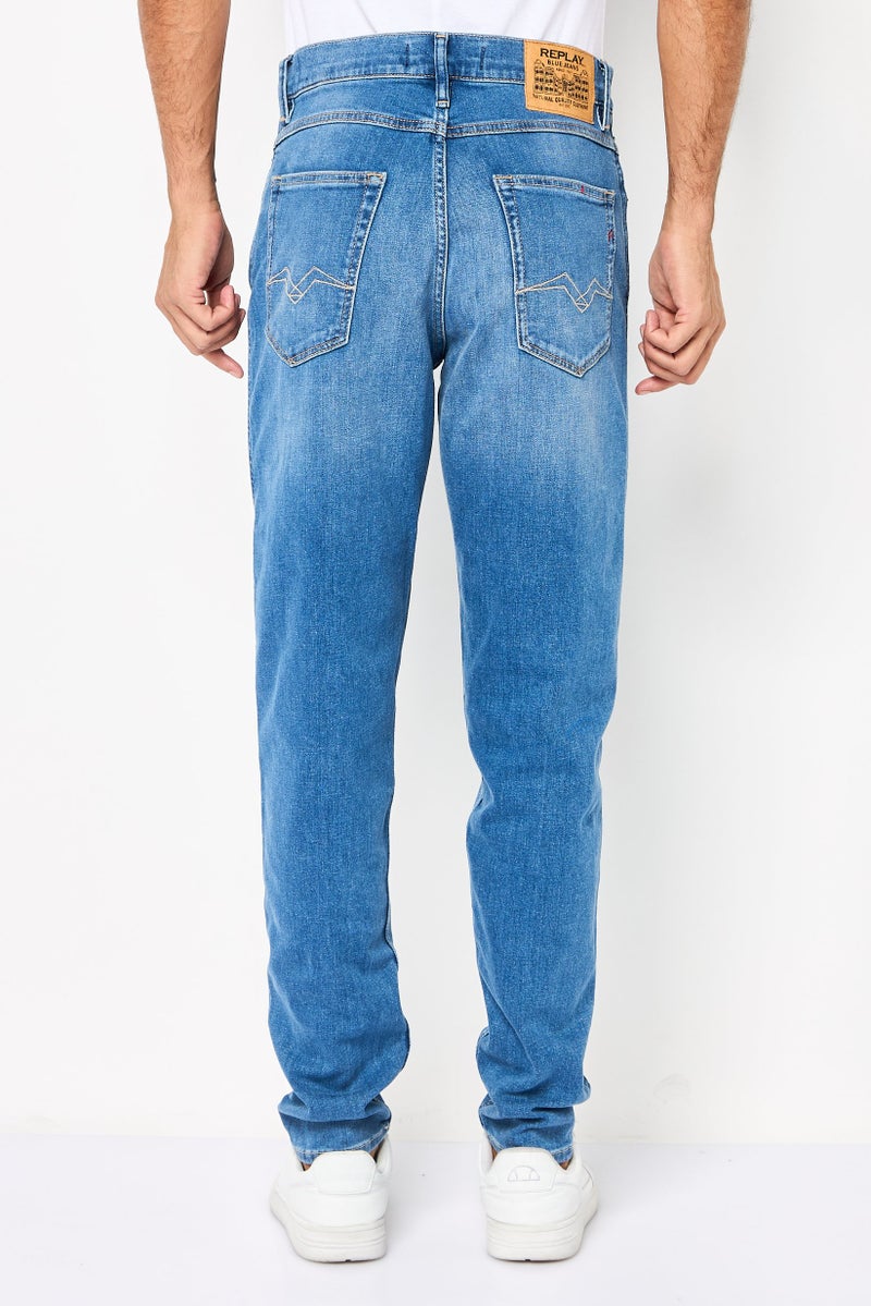 Replay Men Sandot Relaxed Fit Washed Denim Jeans, Blue - Image 4
