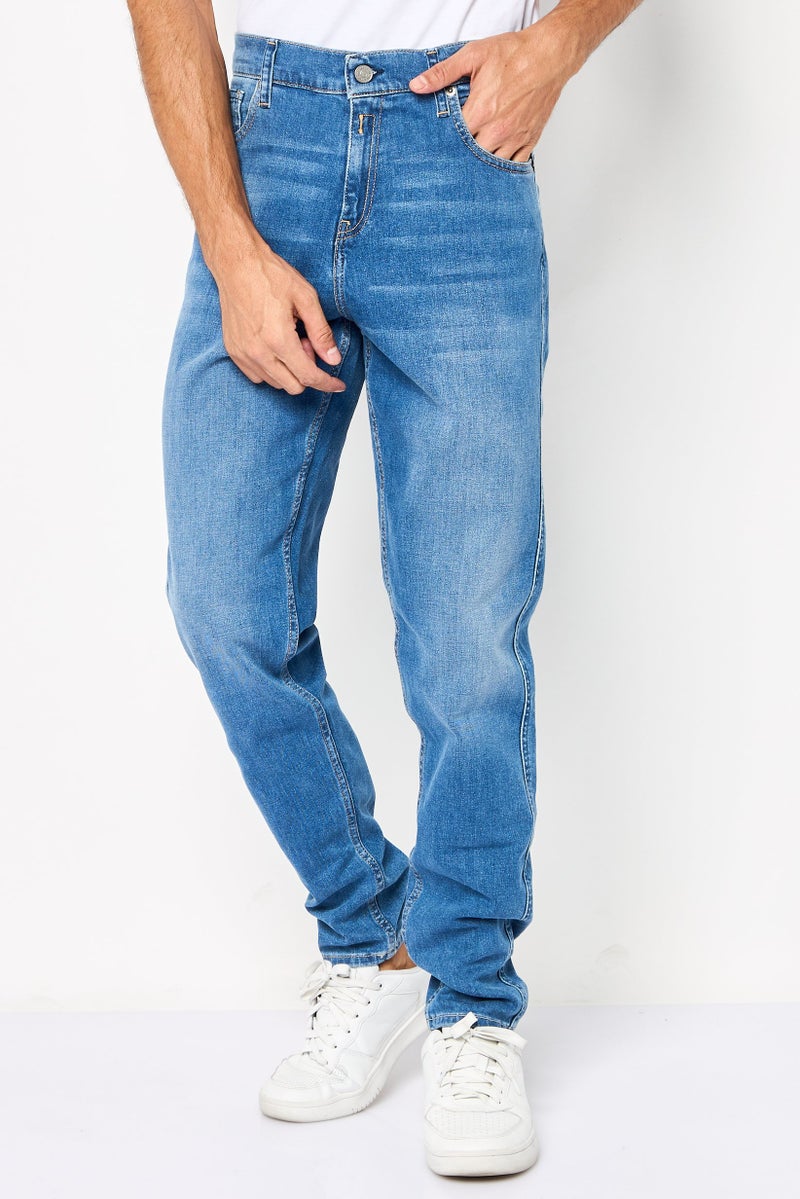 Replay Men Sandot Relaxed Fit Washed Denim Jeans, Blue - Image 1