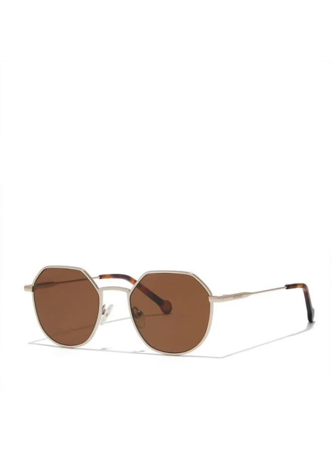 30Sundays TURN UP Men Brown Sunglasses - Frame Material: Metal - Lens Color: Brown- Frame Color: Gold - Full Rim