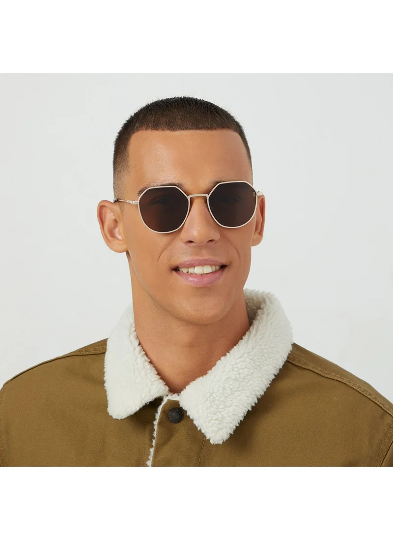 30 سندايز TURN UP Men Brown Sunglasses - Frame Material: Metal - Lens Color: Brown- Frame Color: Gold - Full Rim