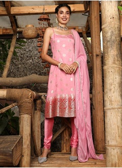  قصة Women's Peach Pink Floral Zari Anarkali Set  - Image 2