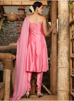  قصة Women's Peach Pink Floral Zari Anarkali Set  - Image 4