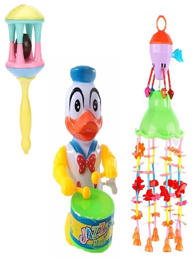 SHANVI Toys Merry go Round for Infants no.11, Attachable to Cradle or Window, Soothing Music and Various Shapes for Developing Imagination and Thinking (JHO-Duck-3 Cut rettel Toys-03) - Image 1