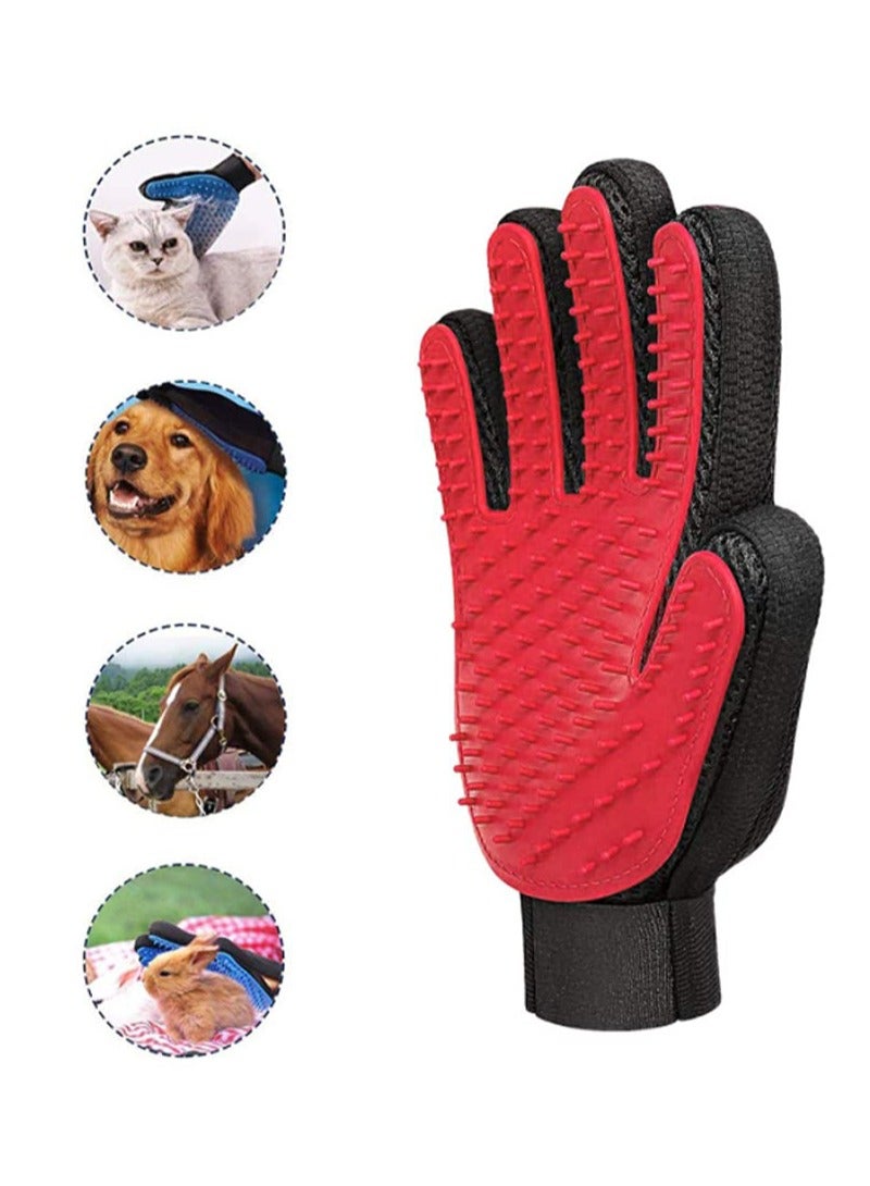 AGD Pet Grooming Glove Gentle Brush Glove for Cleaning Dog and Cat Hair Effective in Removing Animal Hair One pack for right hand (Red)  - Image 1
