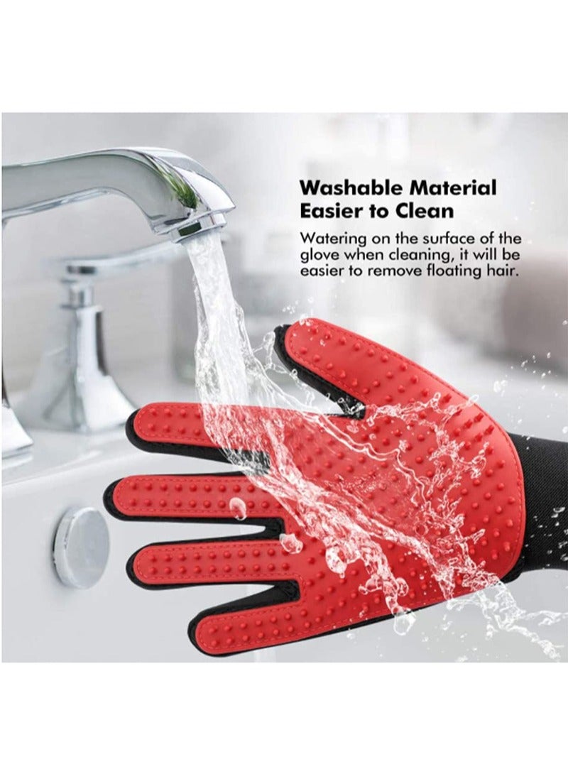 AGD Pet Grooming Glove Gentle Brush Glove for Cleaning Dog and Cat Hair Effective in Removing Animal Hair One pack for right hand (Red)  - Image 2