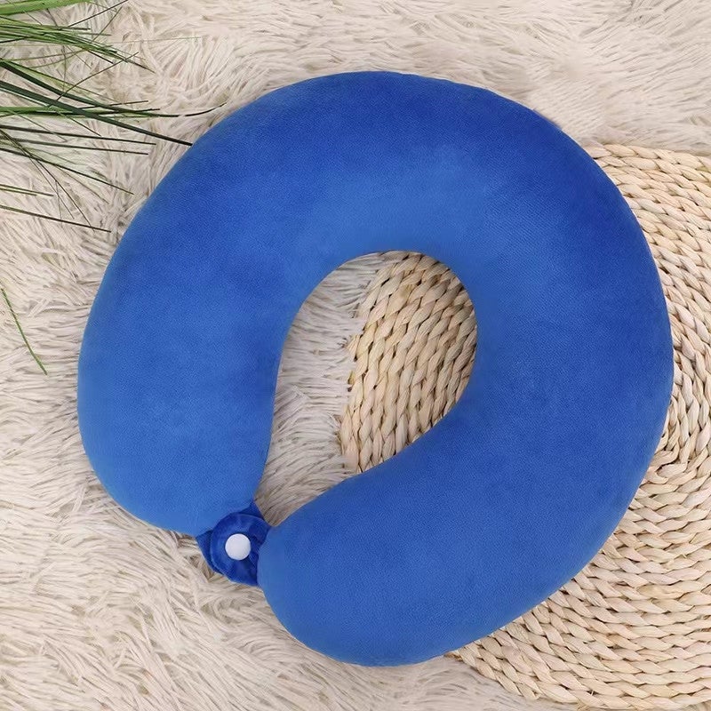 إسكدنيا U-shaped Pillow Cervical Neck Protection Pillow Neck Pillow Travel Sleeping Car Portable Massage Nap PP Cotton U-shaped Pillow Royal Blue