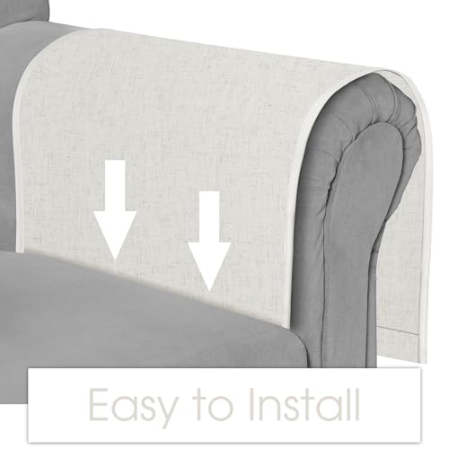 Joywell Remote Holder for Recliner Armchair Caddy Couch Armrest Remote Control Holder Non Slip Sofa Arm Chair Caddie with 6 Pocket for Magazine, Tablet, Phone, iPad, Think Linen, Natural - Image 3
