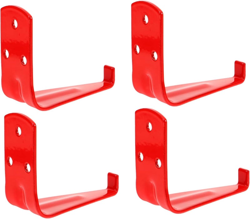 Uonlytech 4pcs Shaped Wall-Mount Fire Extinguisher Bracket Holder Durable Easy-Install Extinguisher Hanger for Fire Space-Saving Design Red Color - Image 1