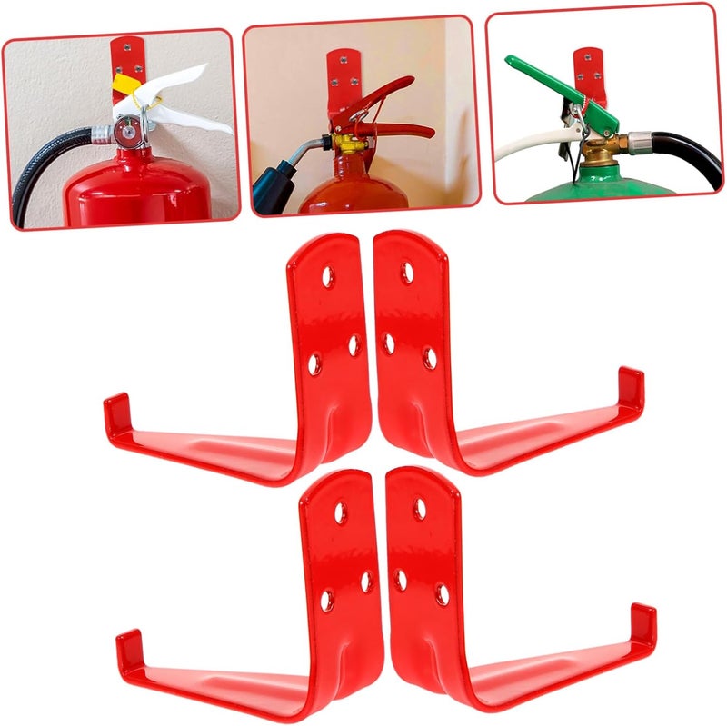 Uonlytech 4pcs Shaped Wall-Mount Fire Extinguisher Bracket Holder Durable Easy-Install Extinguisher Hanger for Fire Space-Saving Design Red Color - Image 5