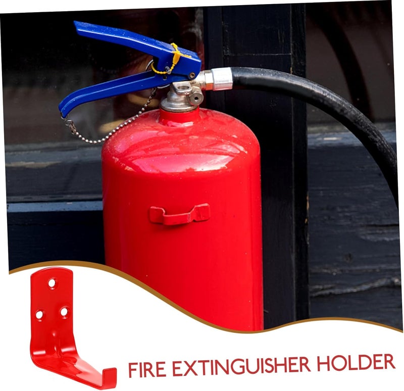 Uonlytech 4pcs Shaped Wall-Mount Fire Extinguisher Bracket Holder Durable Easy-Install Extinguisher Hanger for Fire Space-Saving Design Red Color - Image 3