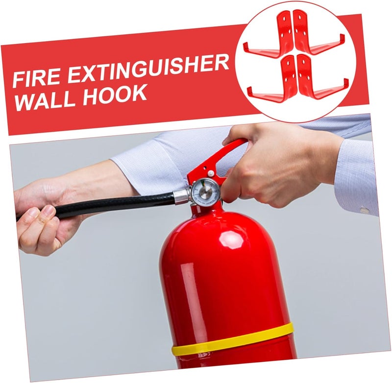 Uonlytech 4pcs Shaped Wall-Mount Fire Extinguisher Bracket Holder Durable Easy-Install Extinguisher Hanger for Fire Space-Saving Design Red Color - Image 4