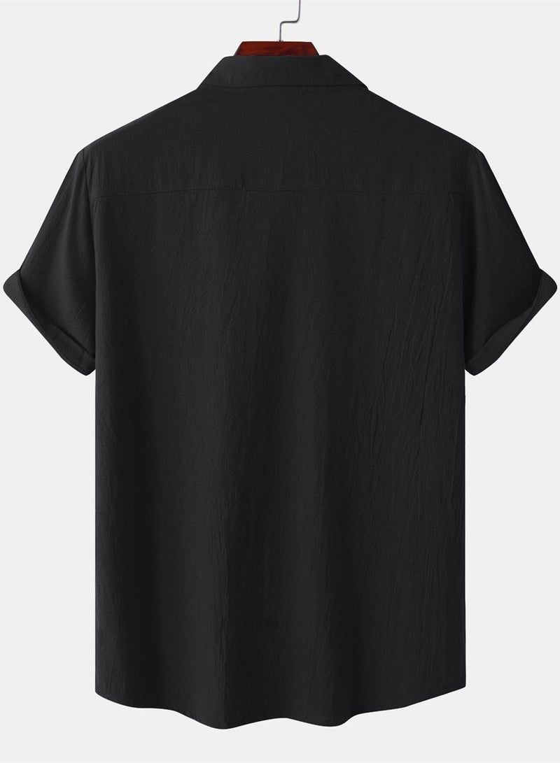 Summer new men's short-sleeved shirts men's casual shirts solid color half-sleeved tops  - Image 4