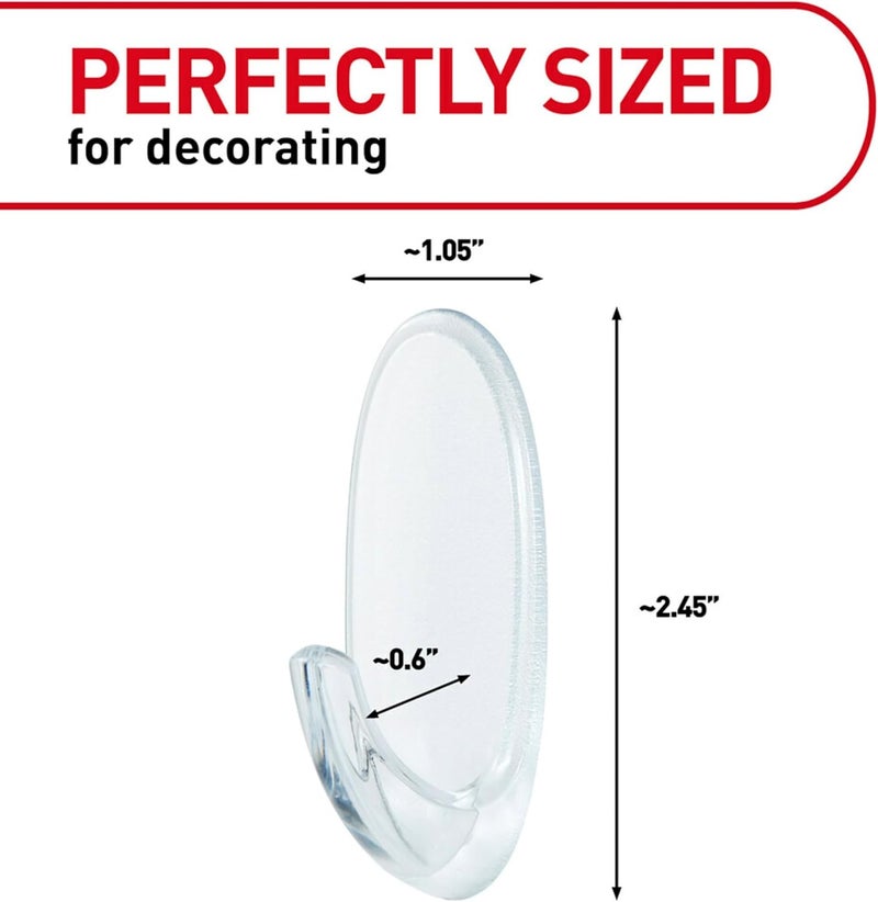 Command Medium Wall Hooks, Damage Free Hanging Wall Hooks with Adhesive Strips, No Tools Wall Hooks for Hanging Decorations in Living Spaces, 12 Clear Wall Hooks and 24 Command Strips - Image 2