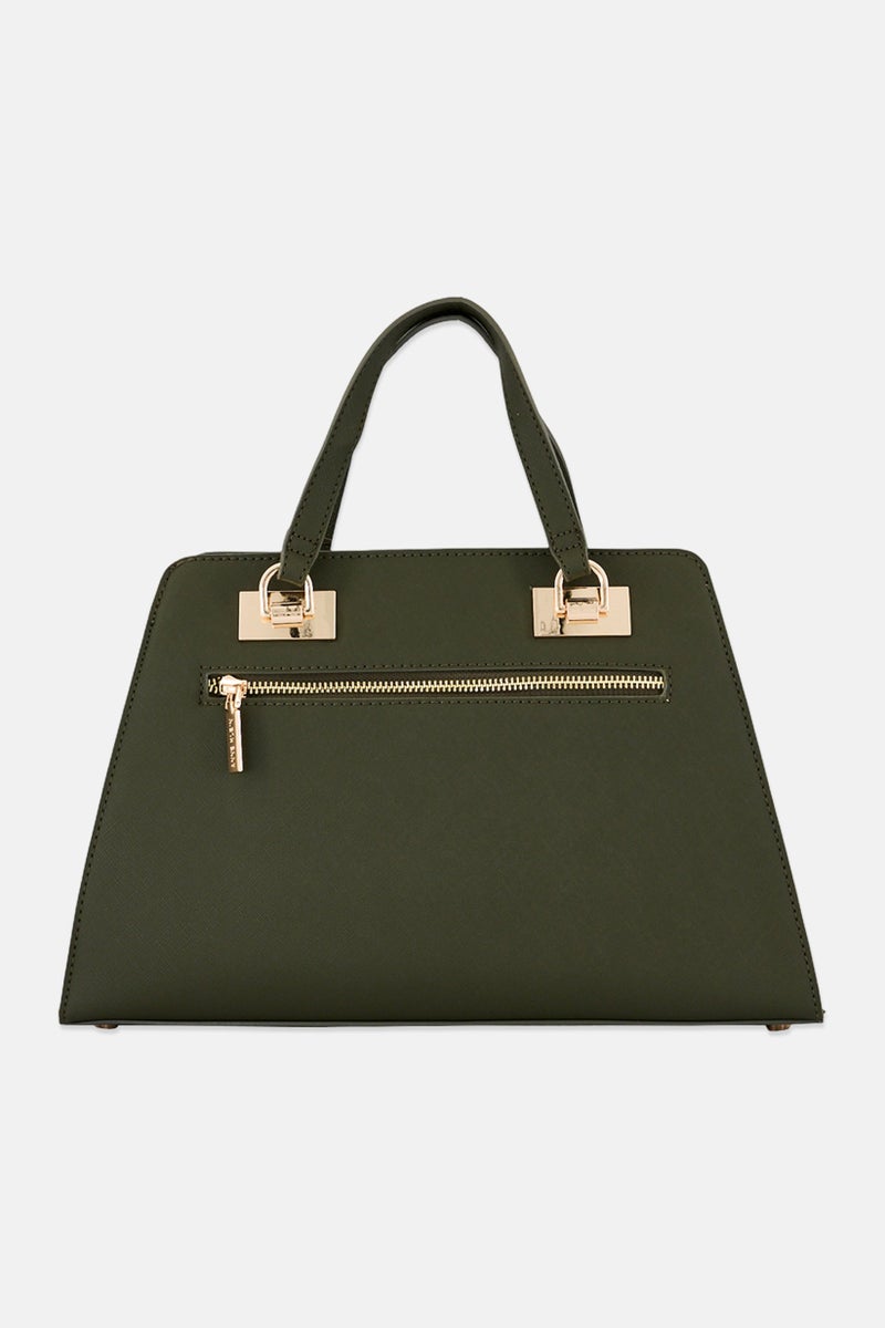 ANNE KLEIN Women Brand Logo Sandy Satchel Bag With Coin Purse, Dark Olive - Image 3