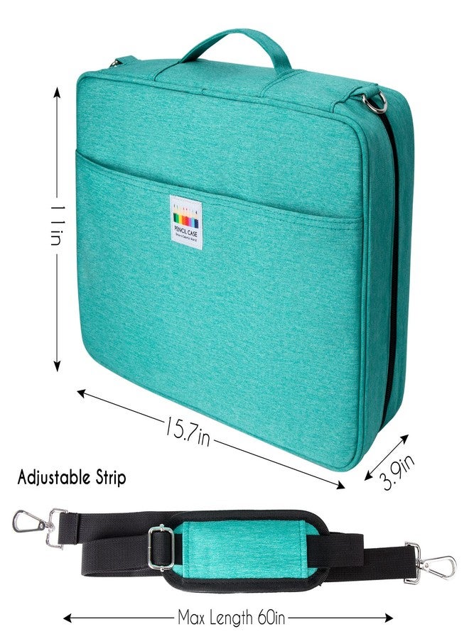 YOUSHARES Organizer Color Pencil 480 Slots - Pen Case Organizer with Handy Wrap & Zipper, Multilayer Holder for Prismacolor Colored Pencils & Gel Pen (Green) - Image 5